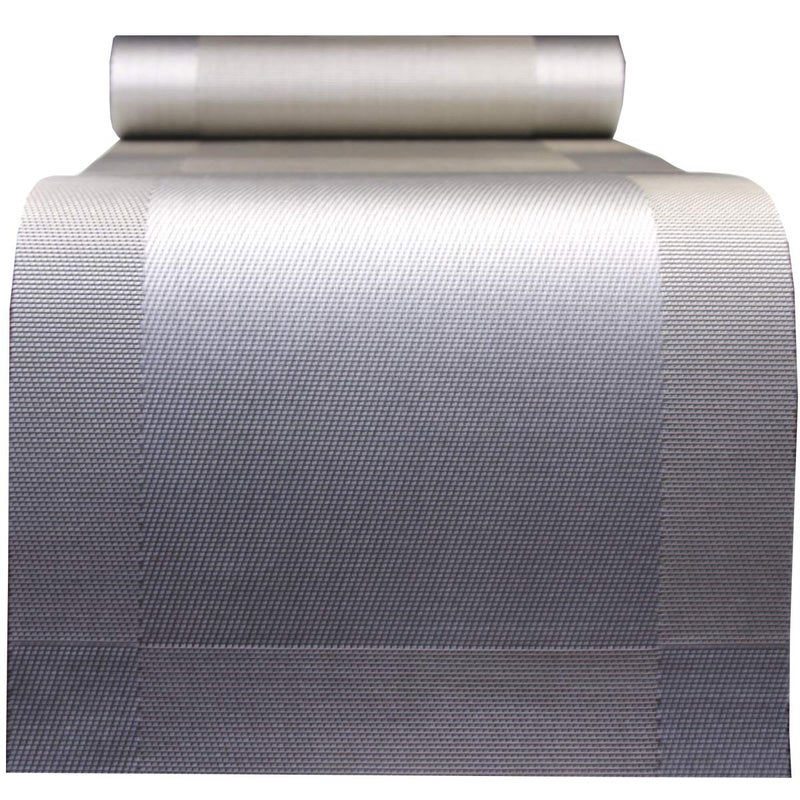 PIGCHCY Elegant Placemats with Matching Table Runner,Washable Placemats Crosswoven Vinyl Table mats Sets(6pcs Round Placemats+1pcs Table Runner,Grey Silver) - Image 2